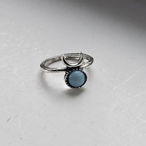 LADIES NEW SIZE 5 GEOMETRIC TURQUOISE STONE BOHO FASHION SILVER RING